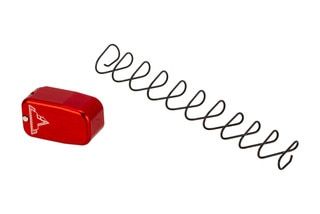 The Taran Tactical G42 +2 magazine extension features a red anodized finish